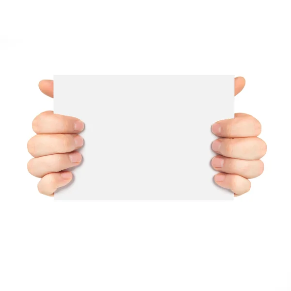 Isolated male hands holding a piece of paper — Stock Photo, Image