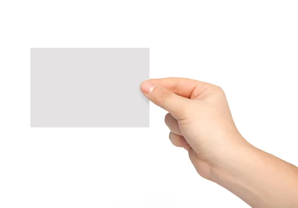 Isolated man hand holding a piece of paper — Stock Photo, Image