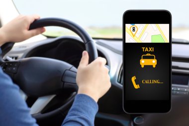 telefon arayüzü taksi drivin adam arka plan üzerinde bir ekranda
