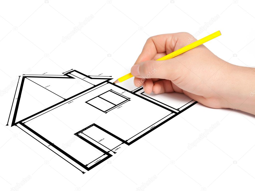 Architetto disegna un disegno progetto casa — foto stock © prykhodov ... Architetto progetto casa