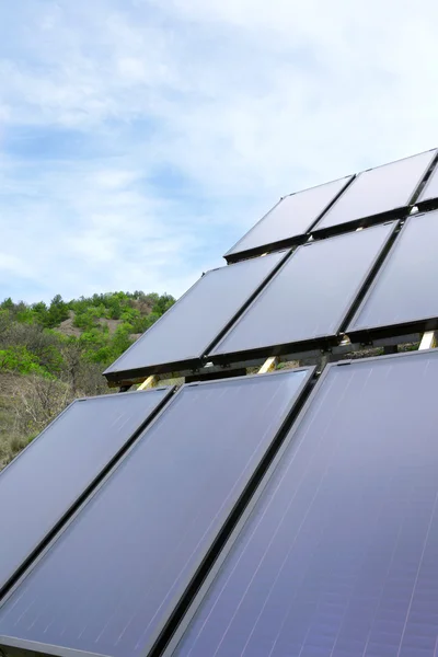 Environmental panel installed in the field and working on solar — Stock Photo, Image