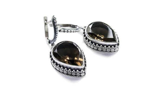 Morion earrings — Stock Photo, Image