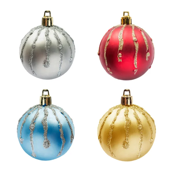 Four multicolor christmas balls — Stock Photo, Image