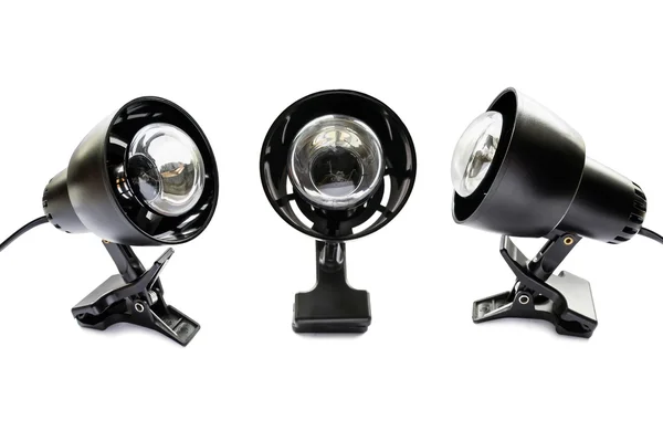 Three black clip lamps — Stock Photo, Image