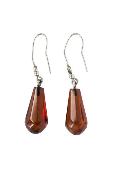 Amber earrings — Stock Photo, Image
