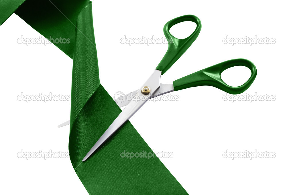 Cut green ribbon