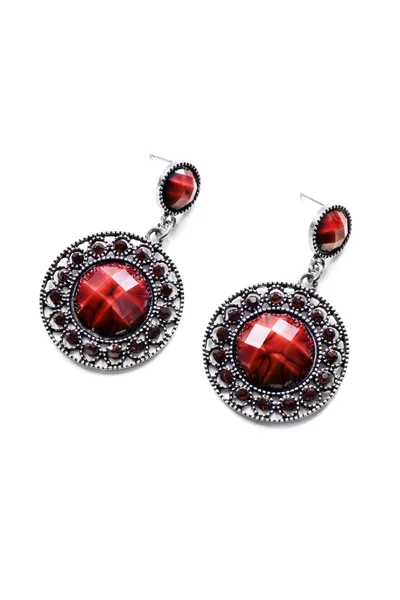 Garnet earrings — Stock Photo, Image