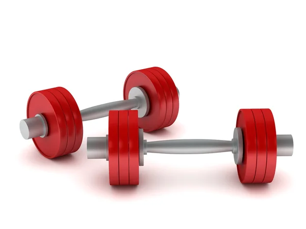 Red dumbbells — Stock Photo, Image