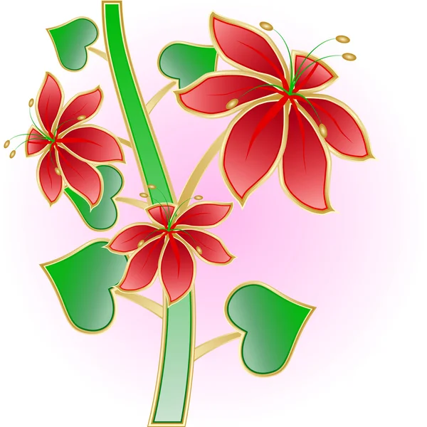 Rode bloemen — Stockvector