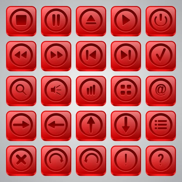 Red buttons vector set — Stock Vector