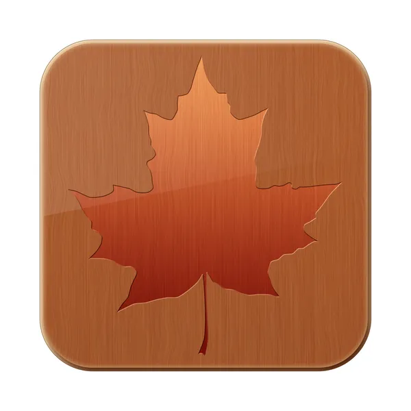Dřevěný knoflík s javorový list — Stock fotografie