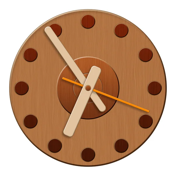 Ícone de relógio de madeira — Fotografia de Stock