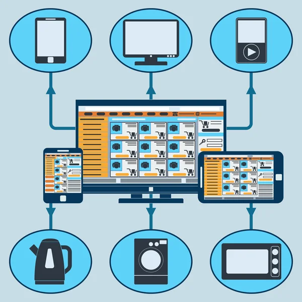 Conjunto vectorial de aparatos modernos — Archivo Imágenes Vectoriales