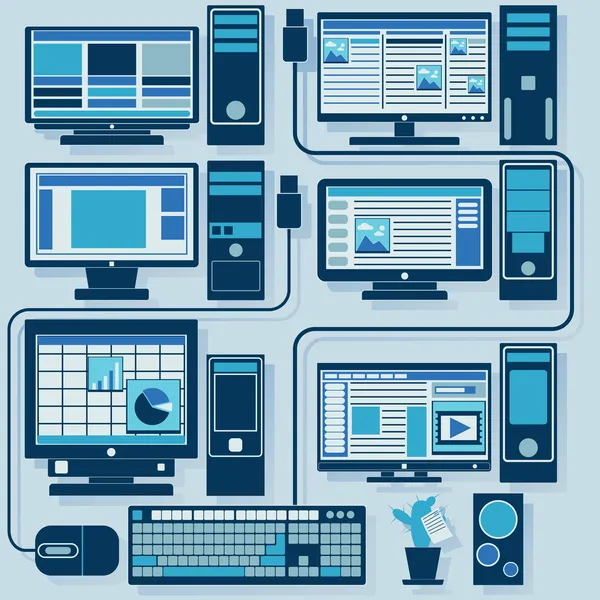 向量集的个人电脑 — 图库矢量图片