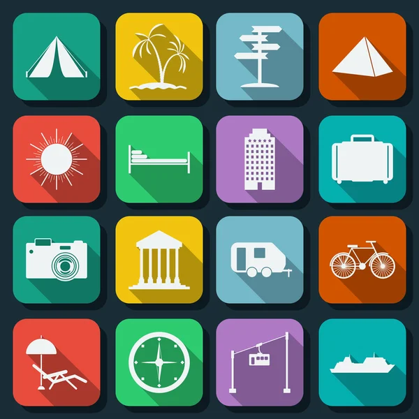 Reizen platte web iconen — Stockvector