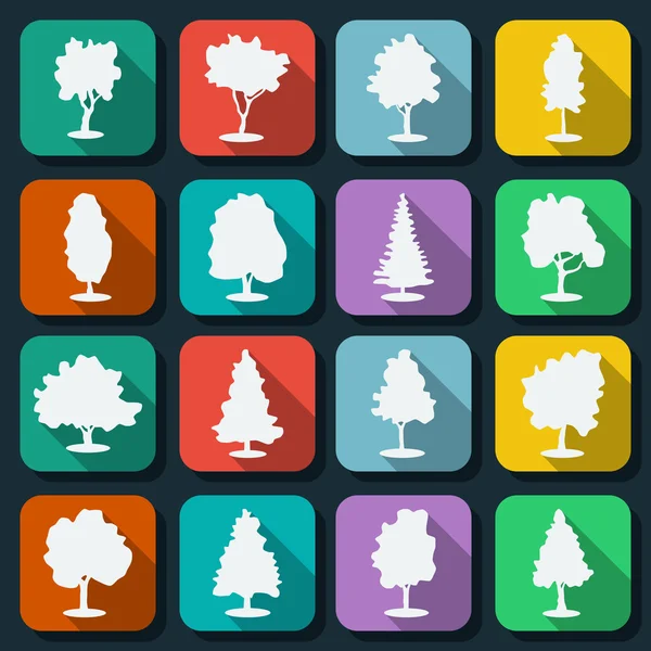 Bomen platte web iconen — Stockvector