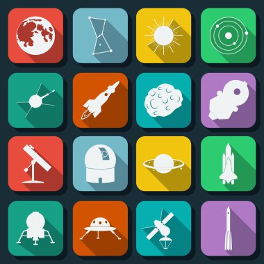 Space flat web icons clipart