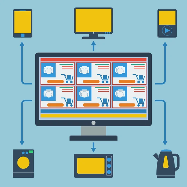 Concepto de vector de compras en línea — Archivo Imágenes Vectoriales