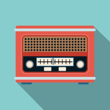 Retro radyo düz vektör çizim