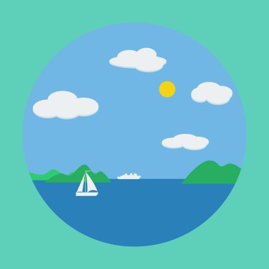 Yaz deniz düz vektör çizim
