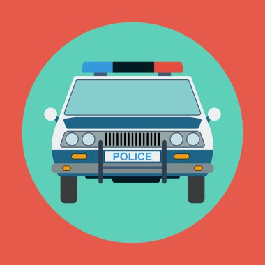 Polis arabayı düz vektör çizim
