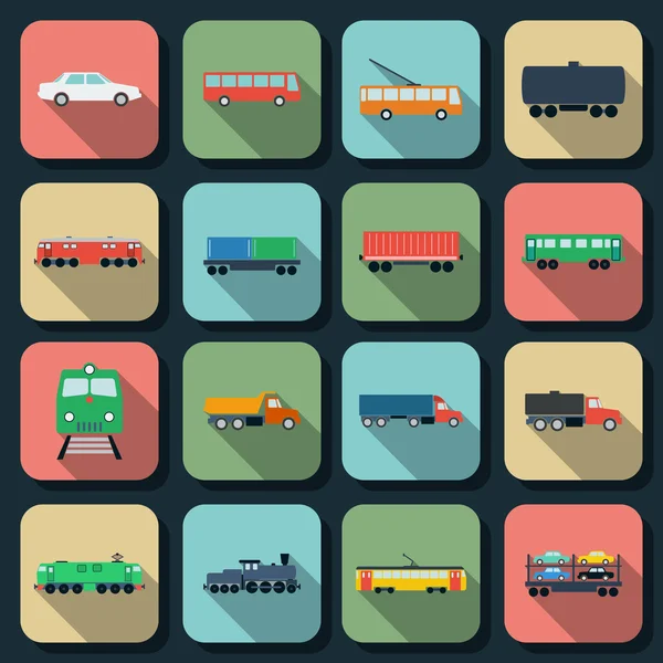 Transport flat vector icons — Stock Vector