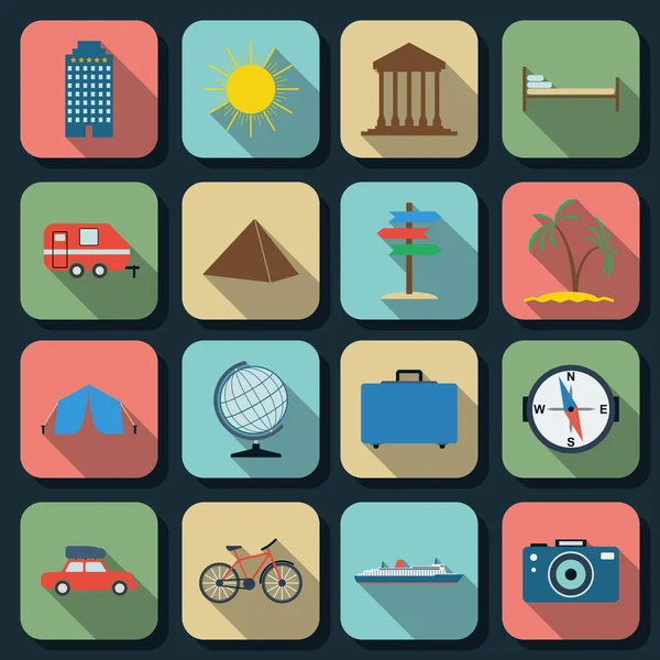 Travel flat vector icons — Stock Vector