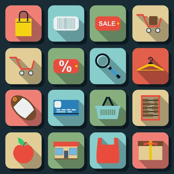 Shopping flat vector icons — Stock Vector