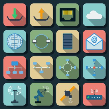 Ağ düz vektör ikonlar