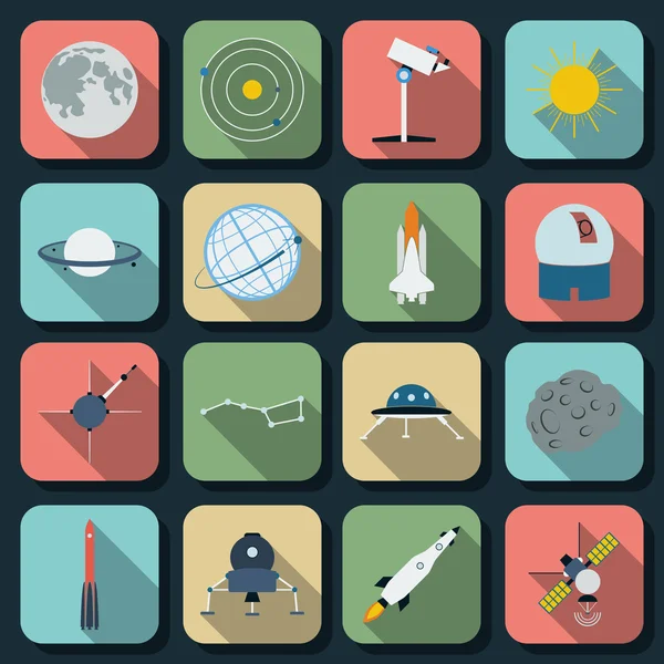 Space and astronomy flat vector icons — Stock Vector