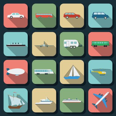 ulaşım düz vektör ikonlar