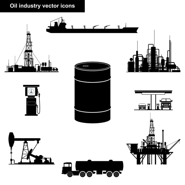 Conjunto de petróleo y petróleo — Vector de stock