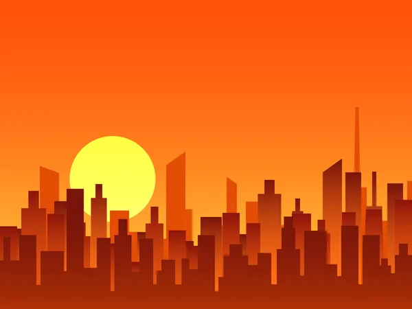 大城市明亮的日出 — 图库矢量图片