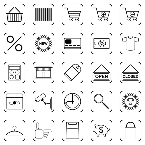 Shopping svart kontur web ikoner — Stock vektor