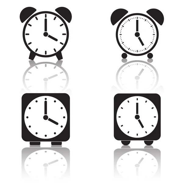 Conjunto de iconos negro reloj despertador . — Archivo Imágenes Vectoriales
