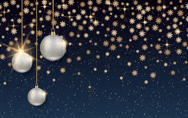 Weihnachten Und Neujahr Vektor Hintergrund Mit Goldenen Sternen Und Schneeflocken — Stockvektor