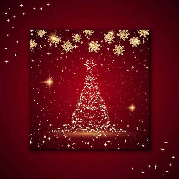 クリスマスと新年のレトロなスタイルのベクトルイラスト 正方形のチラシ バナー 招待状 小冊子デザインテンプレート — ストックベクタ