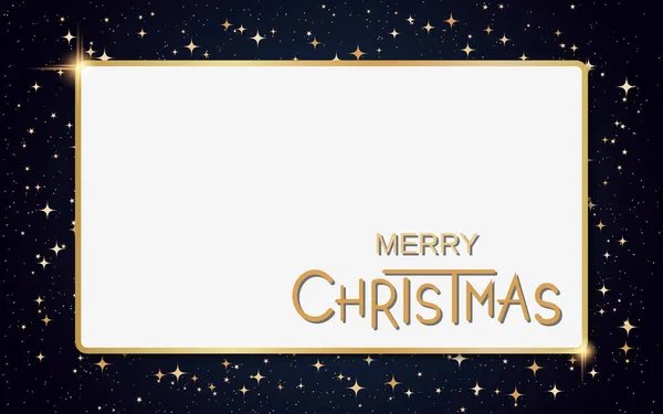 Fond Vectoriel Noël Nouvel Avec Étoiles Dorées Flocons Neige Cadre — Image vectorielle