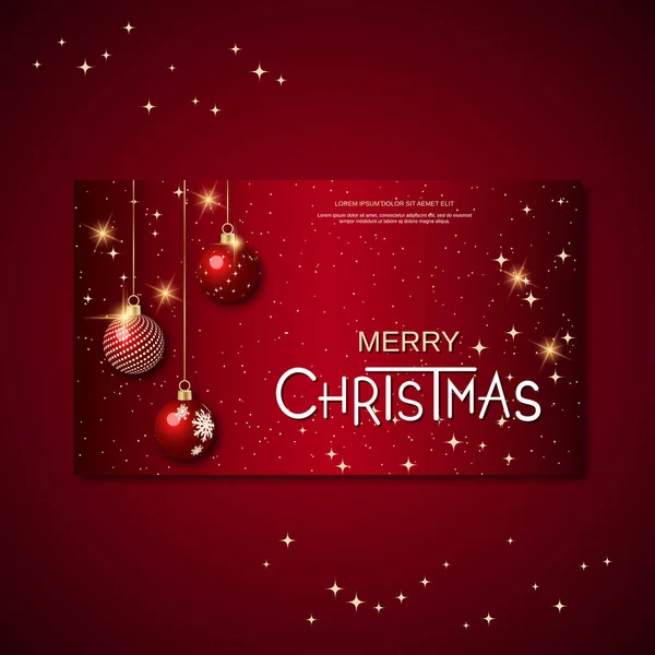 Christmas New Year Invitation Card Horizontal Flyer Discount Coupon Vector — Stock Vector