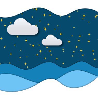 Noel ve Yeni Yıl kağıdı stil vektör ilüstrasyonunu kesti