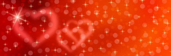 Banner Vectorial Del Día San Valentín Fondo Borroso Rojo Con — Vector de stock