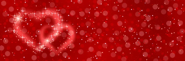 Valentinstag Vektorbanner Roter Verschwommener Hintergrund Mit Herzen Und Lichteffekten — Stockvektor