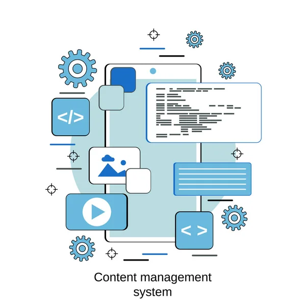 Content Management System Vývoj Webových Aplikací Design Rozhraní Plochý Design — Stockový vektor