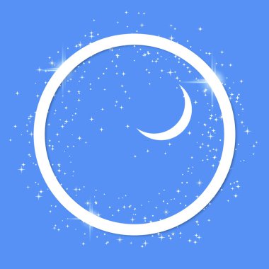 Noel ve Yeni Yıl zarif mavi arka plan Yuvarlak çerçeve, yıldızlar ve kar taneleri