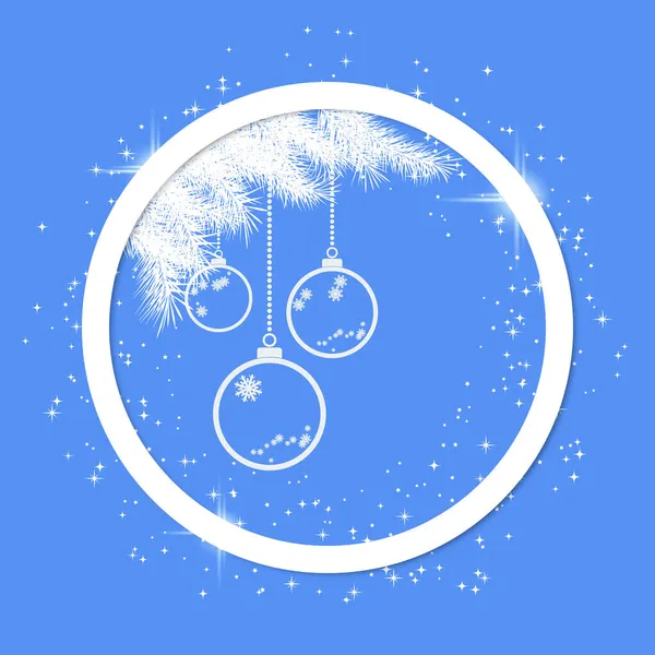 Navidad Año Nuevo Elegante Fondo Azul Con Marco Redondo Estrellas Gráficos vectoriales