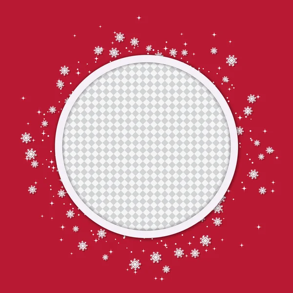 Navidad Año Nuevo Elegante Fondo Rojo Con Marco Blanco Estrellas — Vector de stock