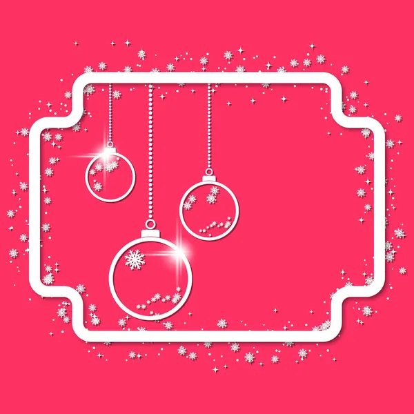 Natale Capodanno Elegante Sfondo Rosso Con Cornice Bianca Stelle Fiocchi — Vettoriale Stock