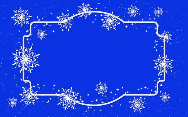 Christmas New Year Elegant Blue Background White Frame Stars Snowflakes Royalty Free Stock Illustrations