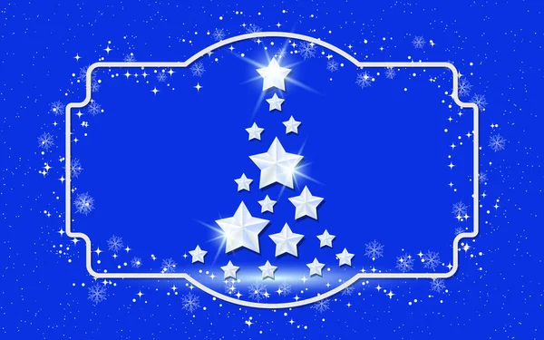 Vánoce Nový Rok Elegantní Modré Pozadí Bílým Rámečkem Hvězdy Sněhové — Stockový vektor