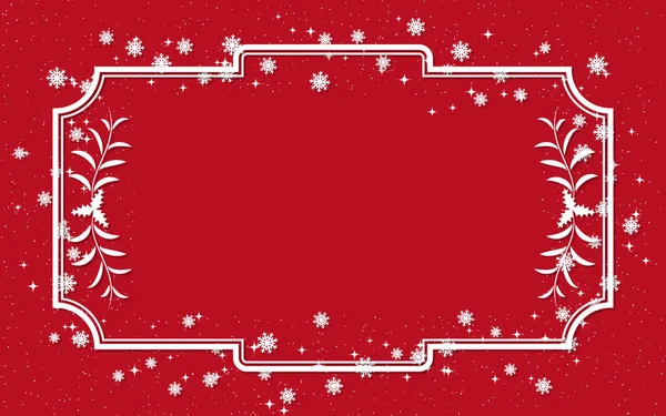 Noël Nouvel Élégant Fond Rouge Avec Cadre Blanc Étoiles Flocons — Image vectorielle